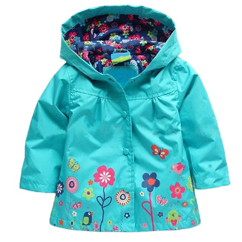 Arshiner Girl Baby Kid Waterproof Hooded Coat Jacket Outwear Raincoat Hoodies, Blue, 2-6 Years - Image 1